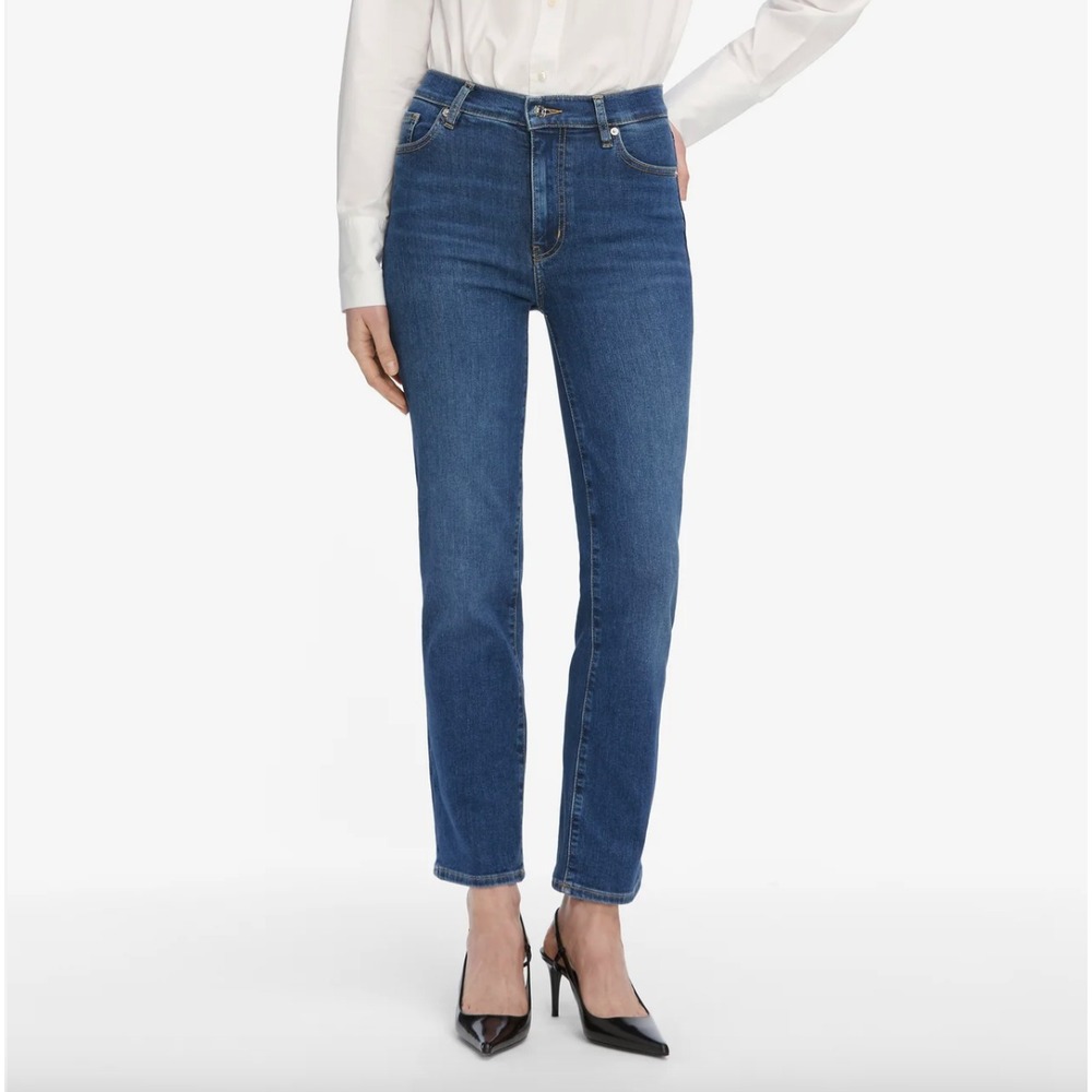 FRAME Le Sleek Straight Hight Rise Jeans in Fema Women 27 Stretch Denim NWT $258